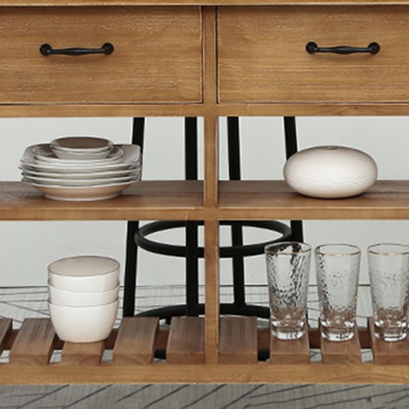 Modern Solid Wood Rectangle Kitchen Island Cart with Casters