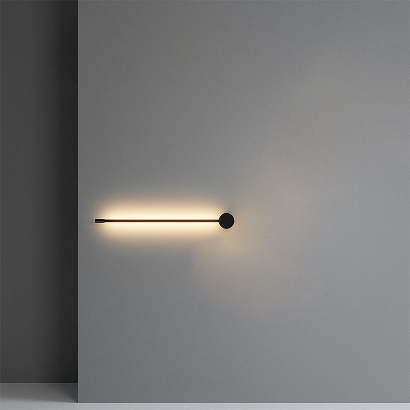 Modern Metal Wall Sconce Linear Shape Wall Lamp with Silicone Shade in Black