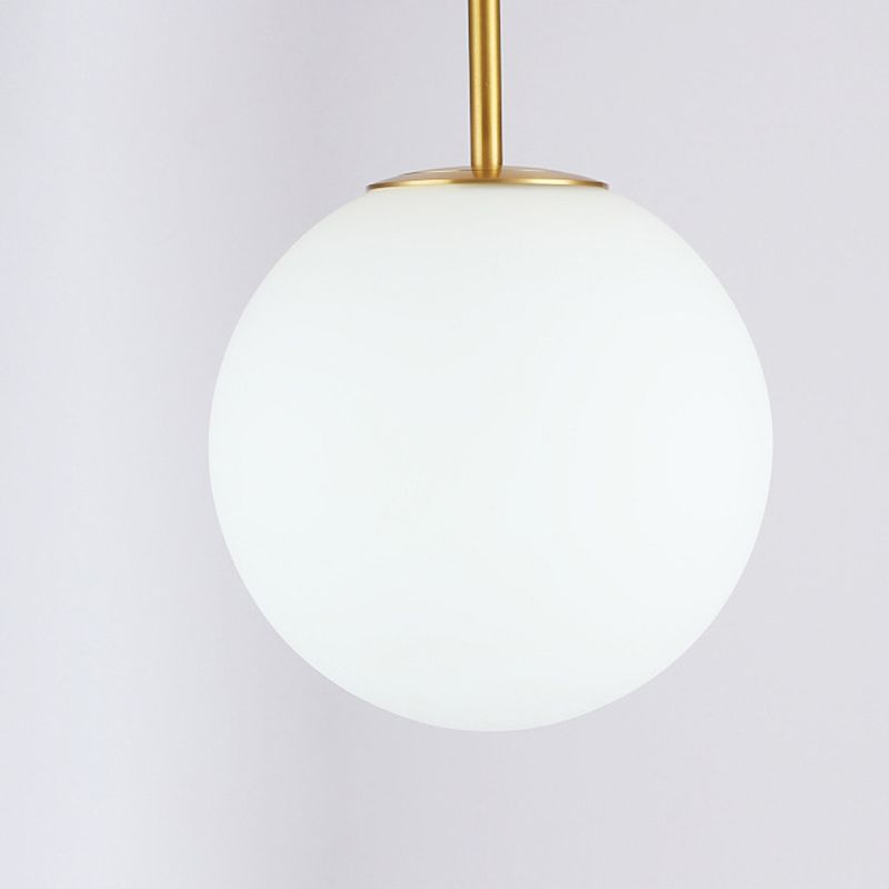 Luminaire semi-encastré sphérique pour couloir, verre blanc, 1 tête, plafonnier de style simple en laiton