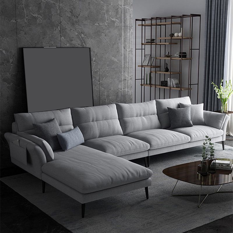 Flared Arm Fabric Sectional with Storage 4-seater Sofa & Chaise