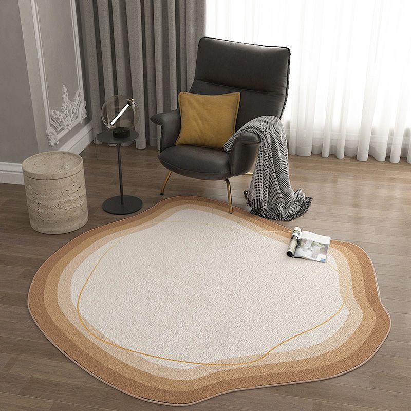 Light Brown Simple Rug Polyester Color Piece Rug Non-Slip Backing Rug for Drawing Room