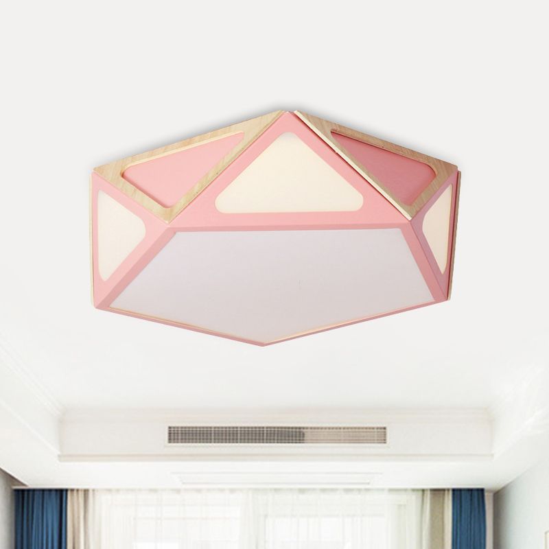 Geometrisch spoellicht Modern acryl wit/roze/geel LED plafond gemonteerd armatuur in warm/wit licht, 16 "/19,5" breed