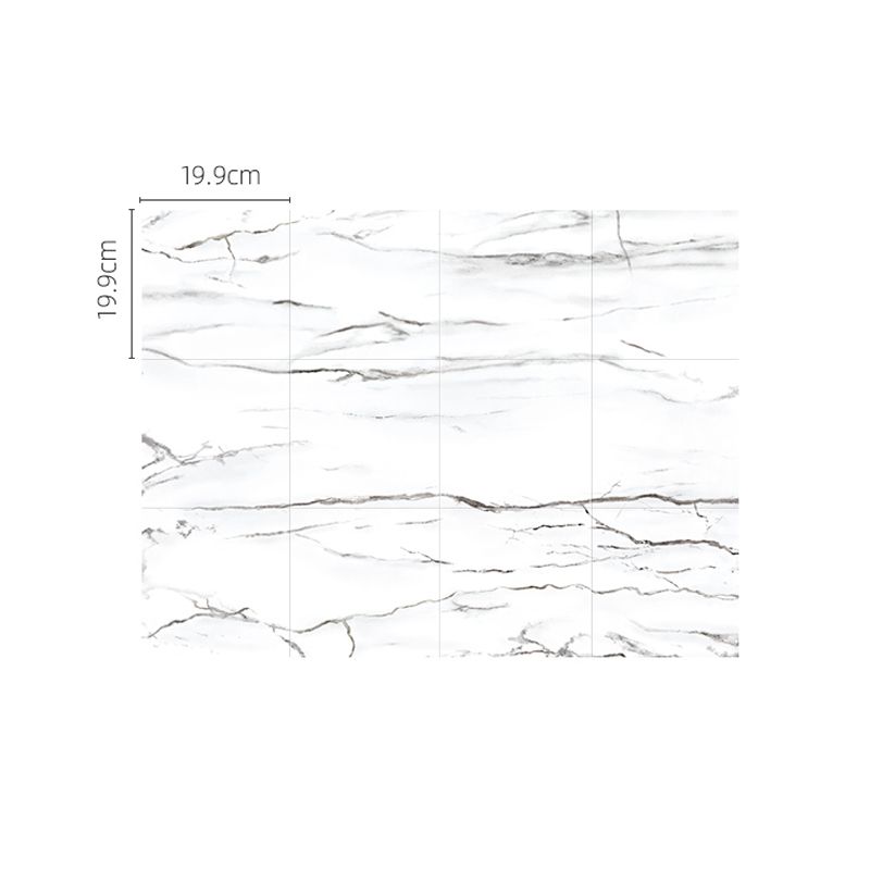 White Marble Wallpaper Panels Self-Adhesive Modern Kitchen Wall Covering, 8' x 8"