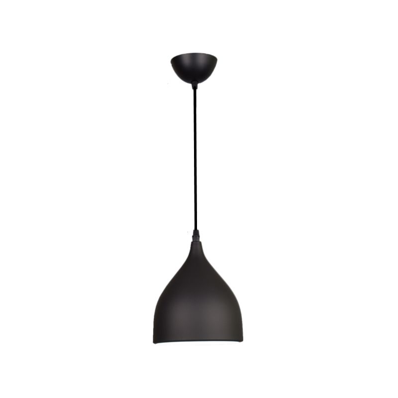 6,5 "/10"/12 "Luce a soffitto a pendente a cupola larga Metallo moderno 1 Luce di sospensione nero/bianco/rosso