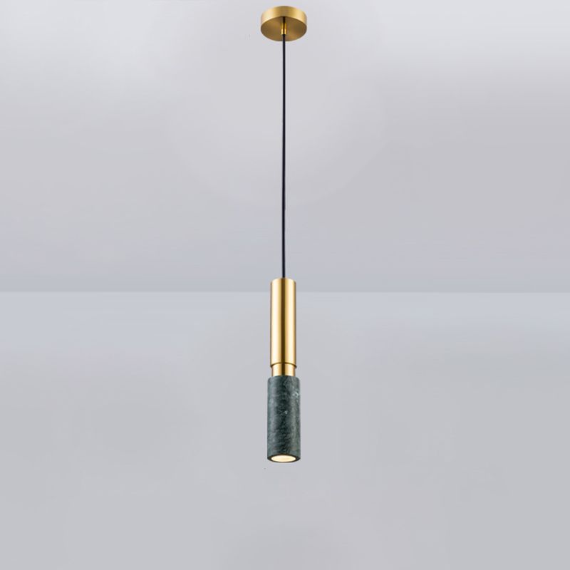 Marble Cylindrical Shade Suspension Light Simplicity Single Pendant Light Fixture