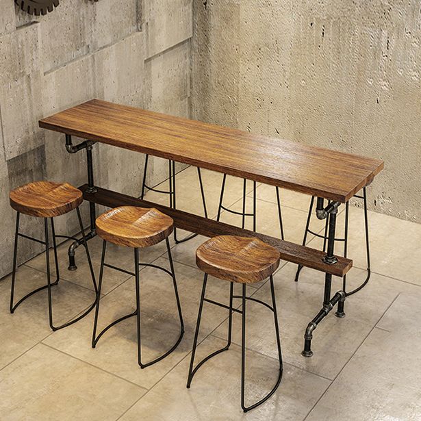 Industrial Rectangle Pub Table Set 1/2/4/7 Pieces Wooden Counter Table with Stools