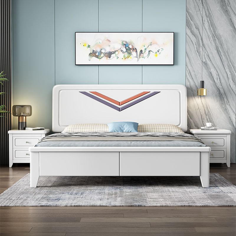 Contemporary Standard Bed Solid Wood Panel Bed with Headboard