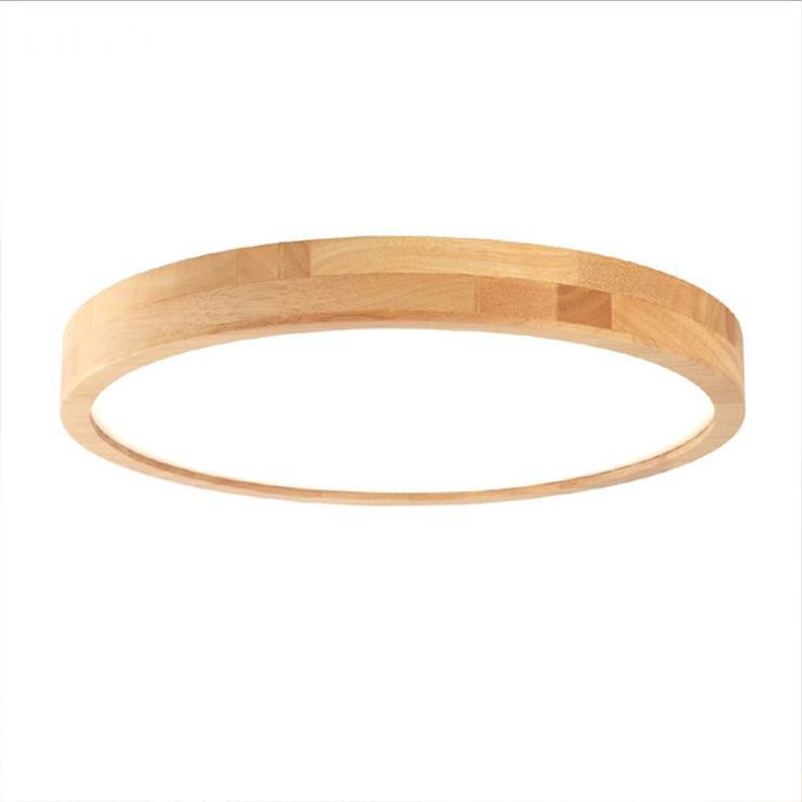 Modern Simplicity LED Ceiling Light Circular Wooden Flush Mount for Living Room