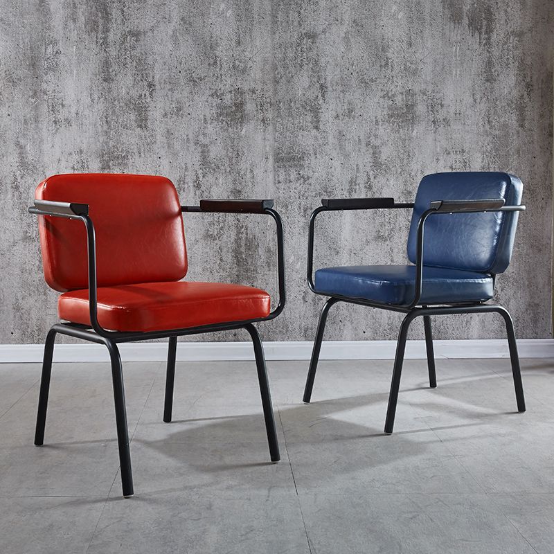 Modern Industrial Style Leather Solid Back Side Chair 31"H Dining Chair for Restaurant Bedroom