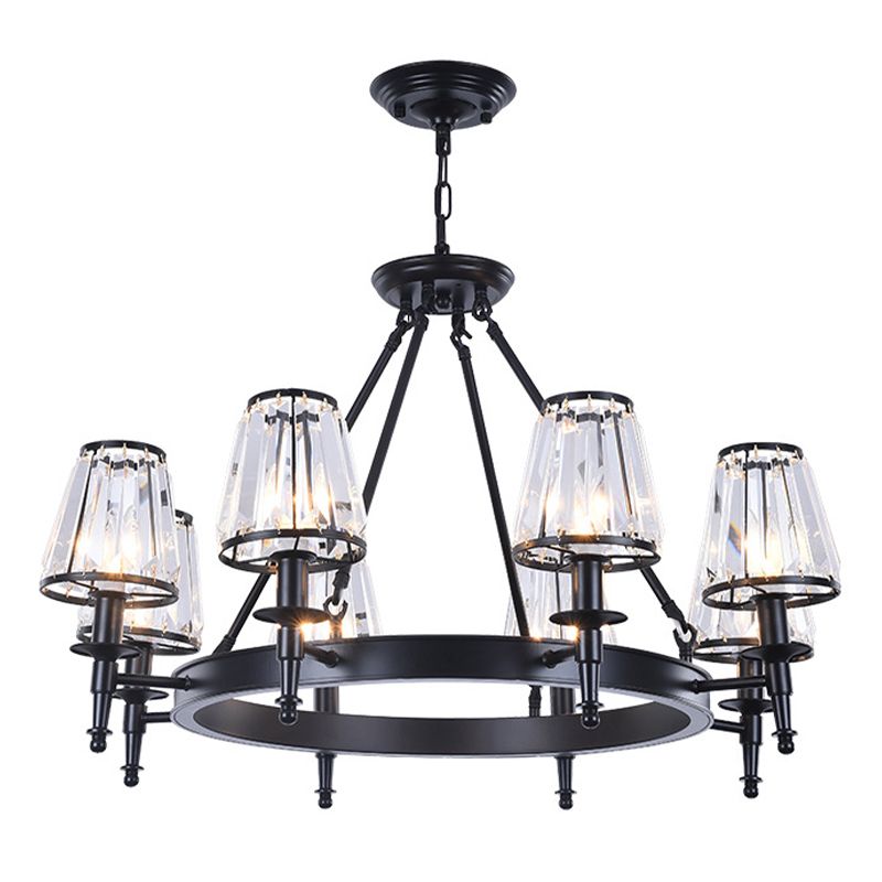 Pendre à cristal clair Conical Pendre Pendre Rustique Multi Lights Suspension Pendante