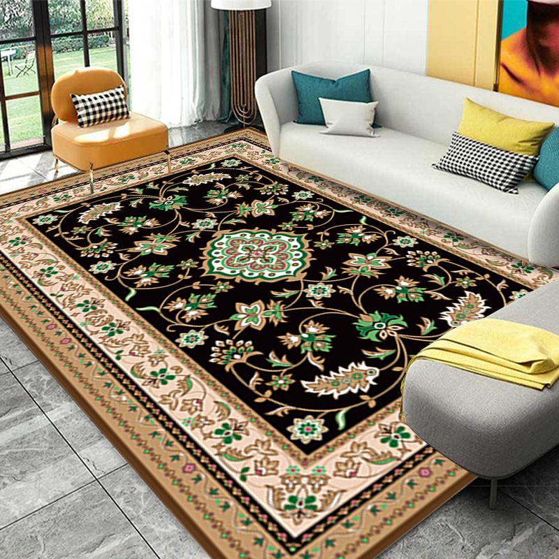 Traditional Medallion Pattern Carpet Polyester Area Rug Non-Slip Backing Area Carpet for Living Room