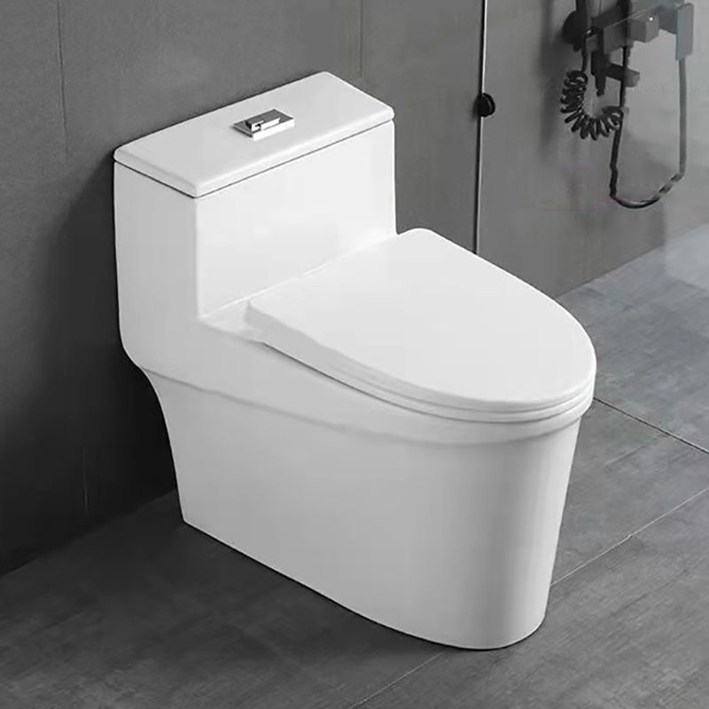 Glossy White Ceramic Toilet Bowl Modern Indoor All-In-One Toilet