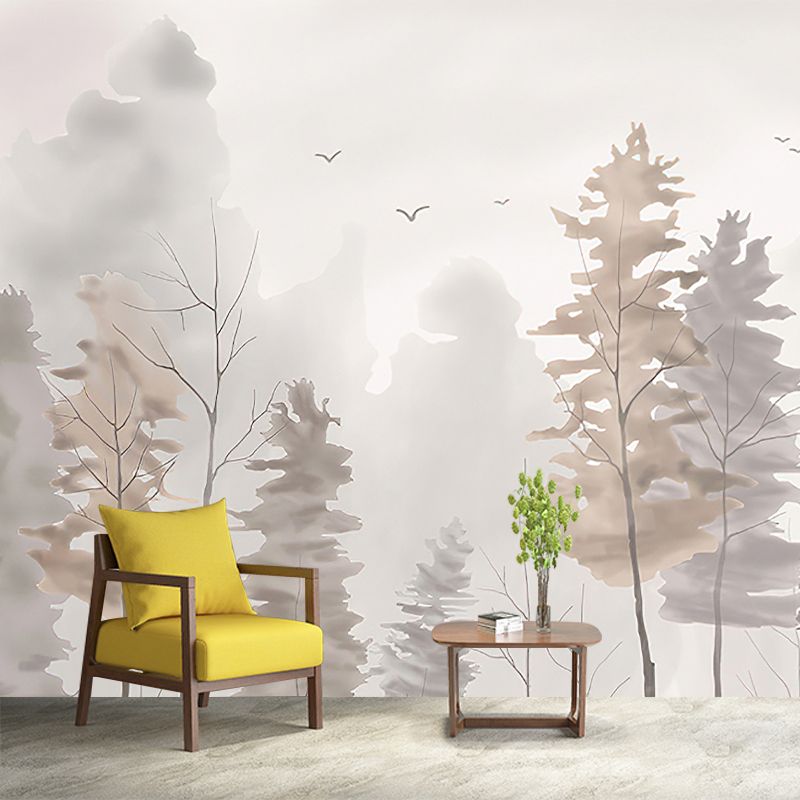 Waterproof Foggy Pine Forest Murals Customized Scandinavian Wall Decor for Bedroom