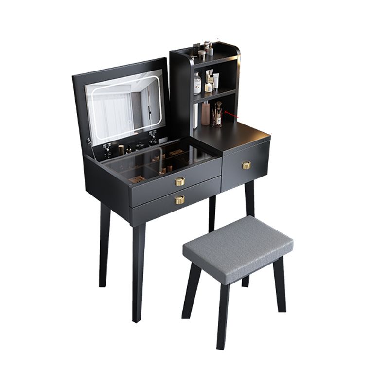 Modern Mirrored Glass Vanity Desk 3 Drawer Vanity Dressing Table