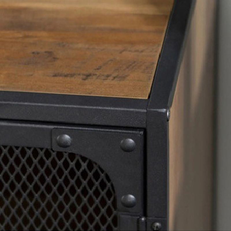 Industrial Wood TV Stand Enclosed Storage TV Media Console with Legs for Living Room