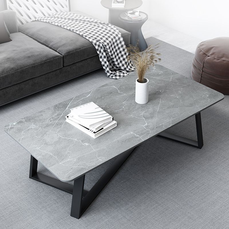 Trestle Marble Cocktail Table Contemporary Rectangular Coffee Table