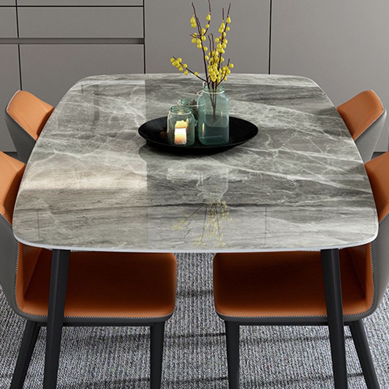 Mesa de comedor de piedra sinterizada de estilo moderno mesa gris rectangular con 4 patas para el hogar