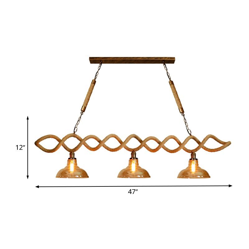Beige Barn Island Lighting Idea Retro Amber Glass 2/3 Lights Bar Hanging Ceiling Light