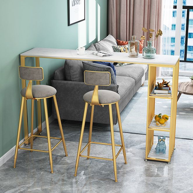 Glam Faux Marble Bar Dining Table Rectangle Bar Table for Dining Room