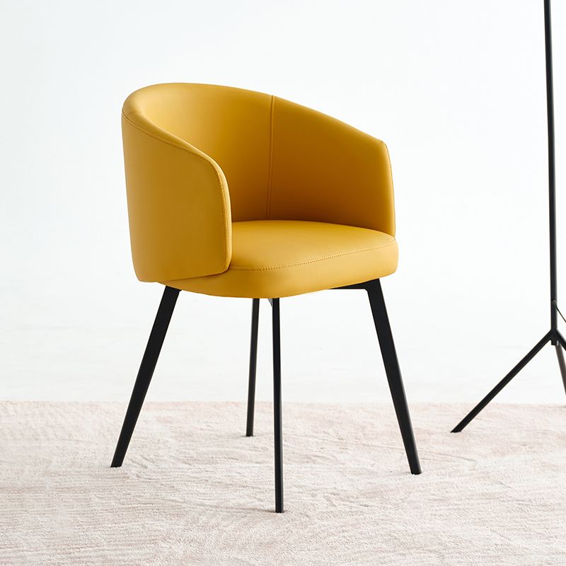 Sillón de cuero contemporáneo con acabado mate, respaldo sólido, silla de comedor