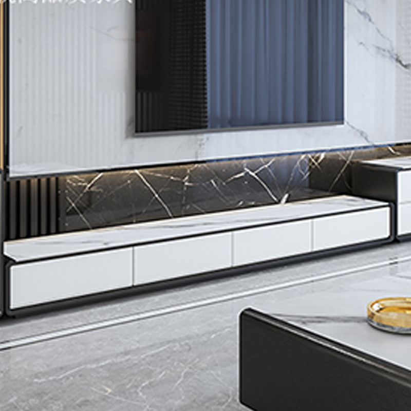 Slate and Wood Stand Console Contemporary Style Home Closed TV Cabinet