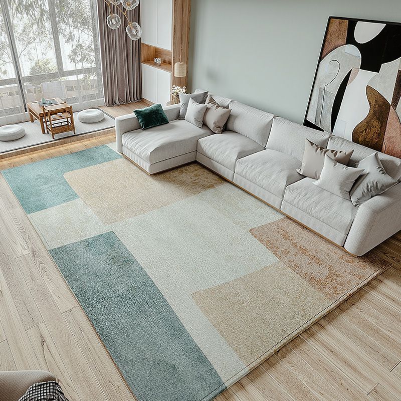 Pink Nordic Rug Polyester Color Piece Rug Non-Slip Backing Rug for Living Room