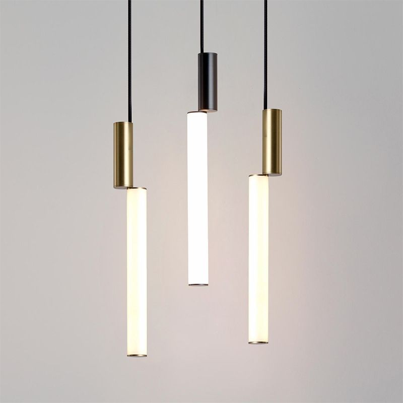 Cylindrical Hanging Ceiling Light Modern Acrylic LED Bedroom Suspended Lighting Fixture