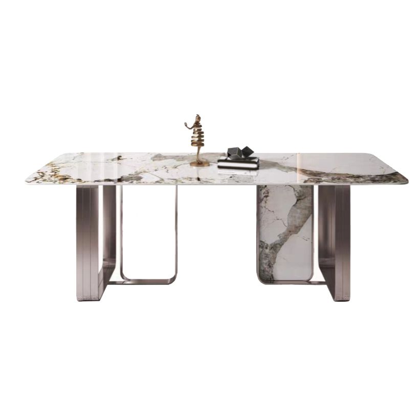 Luxurious 1/4/5/7 Pieces Rectangular Dining Set Sintered Stone Top Dinette Table Set