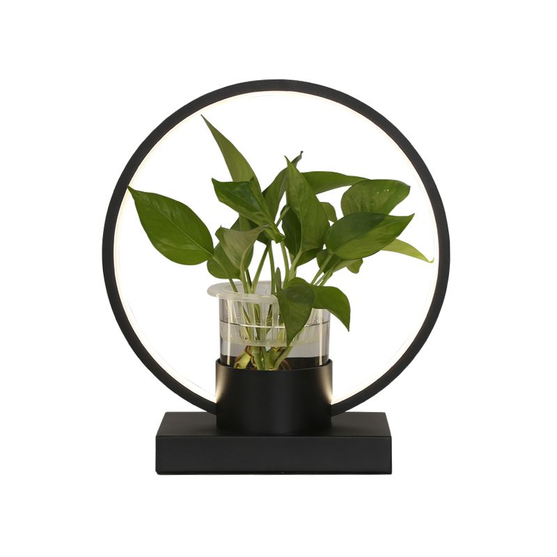 Lampada notturna a forma di anello in alluminio Luce a led decorativa con tazza di vetro trasparente