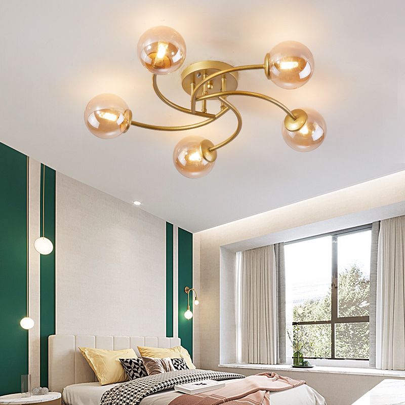 Modern Spherical Ceiling Mount Light Fixture Glass Ceiling Light