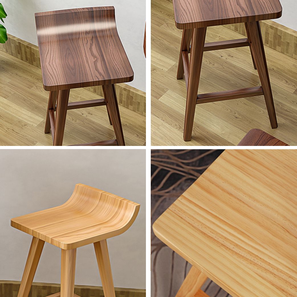 Modern Armless Backrest Counter Stool Wood Cafe Bar Stool with Seat and Pedal