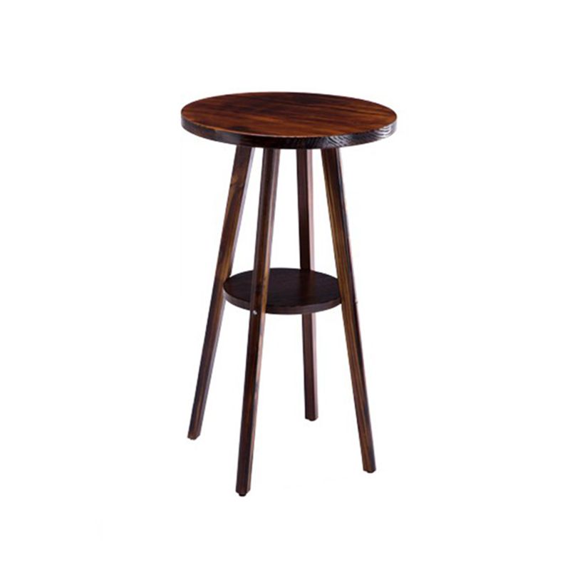 Brown Solid Wood Pub Table Set 1/3 Pcs Bar Table with Wooden Stools