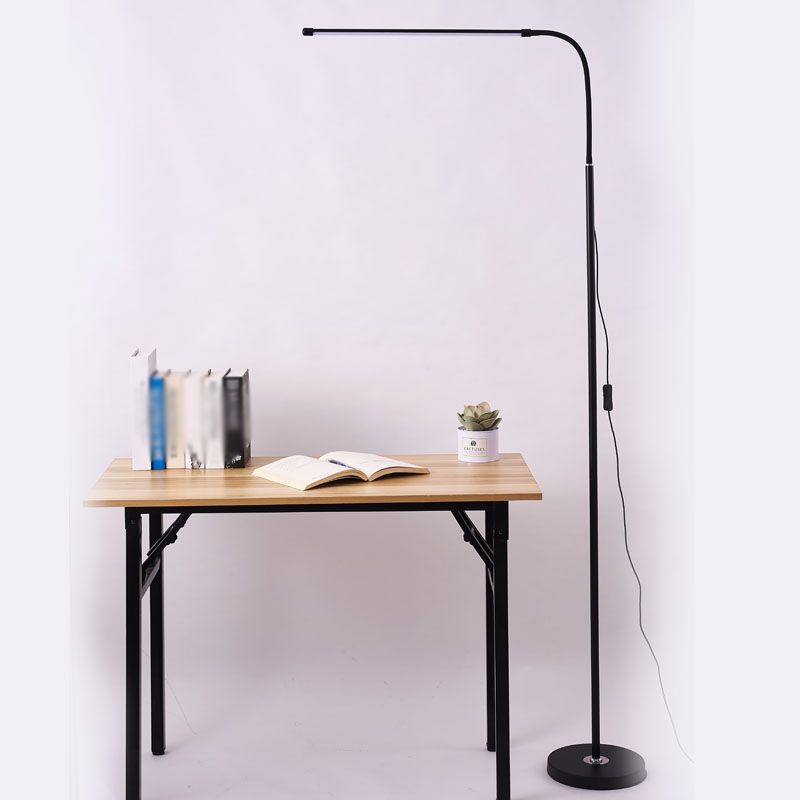 Linear Shape Metal Floor Light Modern Style 1 Light Floor Light Fixtures in Black