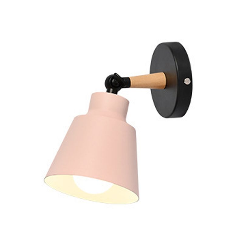 Lámpara de pared geométrica de madera de pared de la pared nórdica nórdica moderna con sombra de hierro forjado