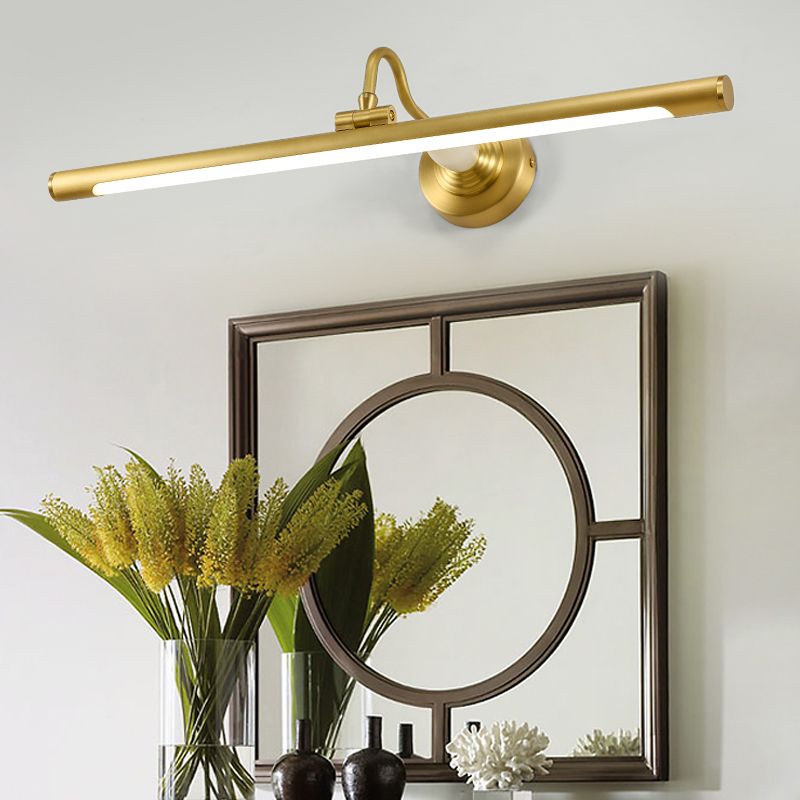 Linear Metal Wall Sconce Modern Style 1 Light Mirror Wall Mount Light Fixture in Brass