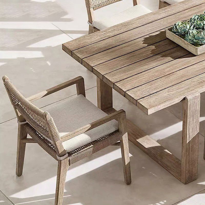 Contemporary Teak Armchair Solid Wood Dining Armchair with Upholstered