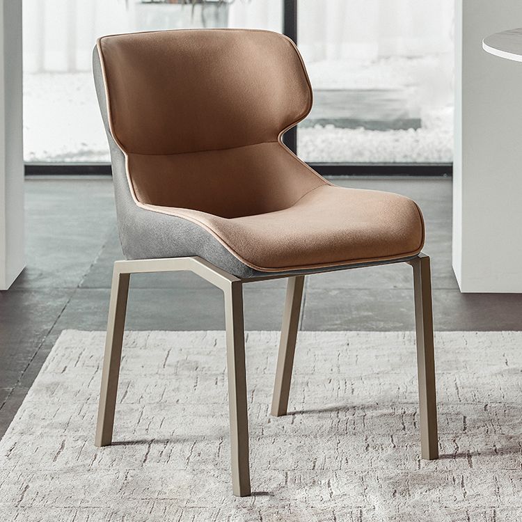 Minimalist Style Dining Arm Chairs Faux Leather Wingback Parsons Chairs (Set of 2)