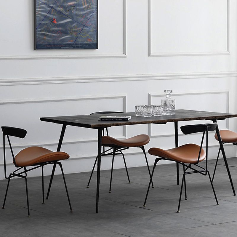 Mesa de comedor rectangular industrial mesa de madera maciza con 4 piernas negras