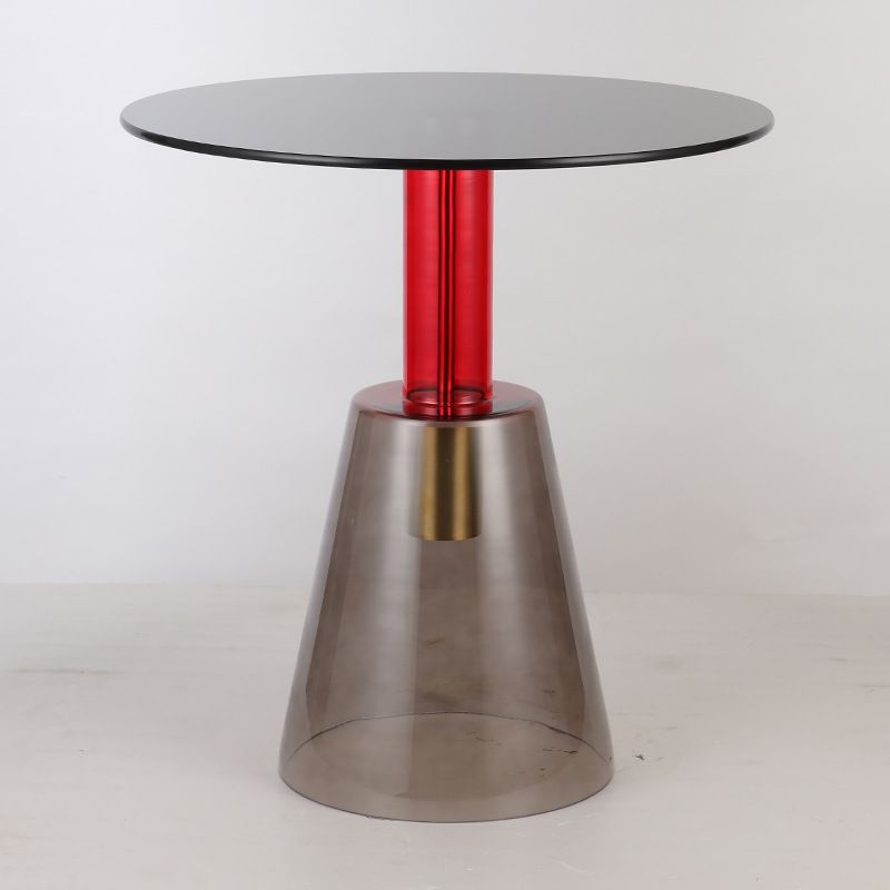 Modern Round Glass Top Side Table 19.68" Tall Pedestal End Table