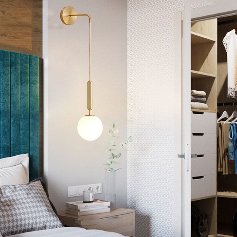 6" Diameter Orb Glass Shade Simplicity Wall Lamp 1-Light Nordic Style Bedside Sconce Lights