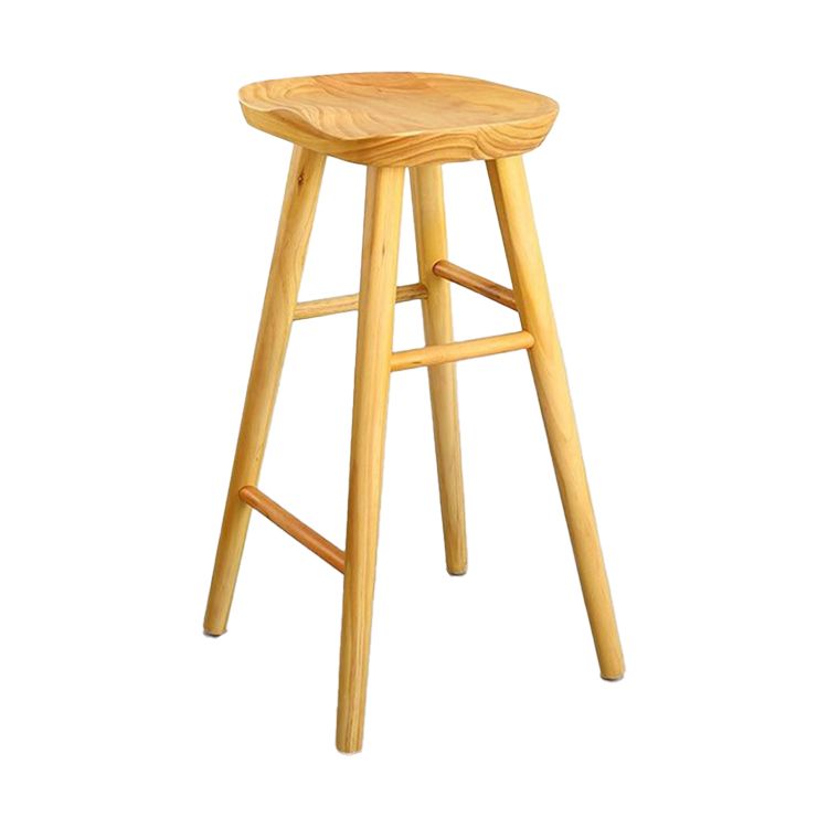 Restaurant Modern Solid Wood Barstool Wood 4 Legs Bar Stool with Pedal