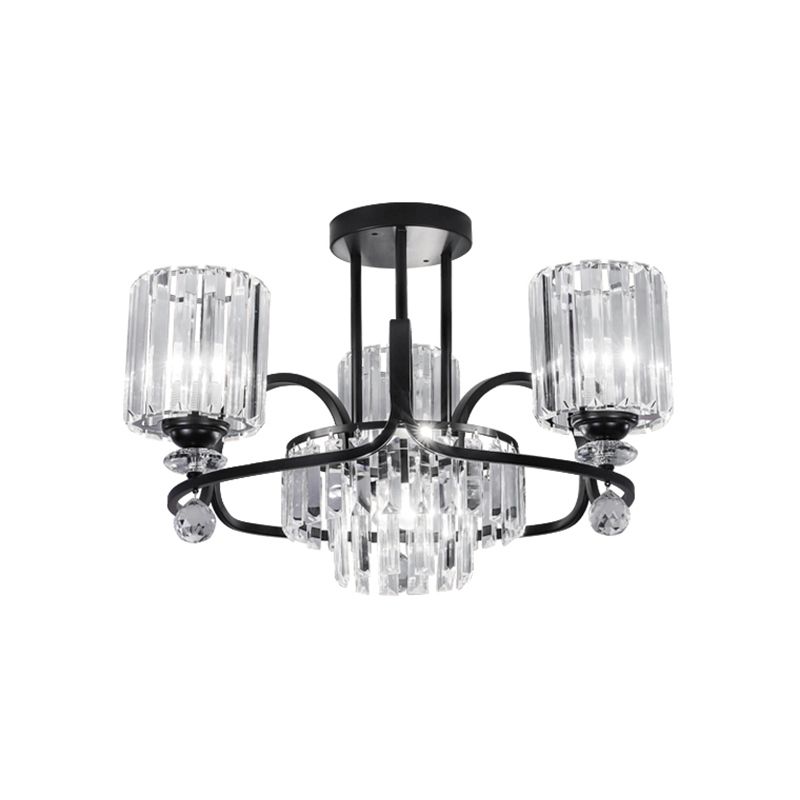 Lampada di sospensione cilindrica PRISMI DI CRIDULI MODERNISTI PRISMI A 4 BULB SUGGERIMENTO SPARCHIO IN NERO