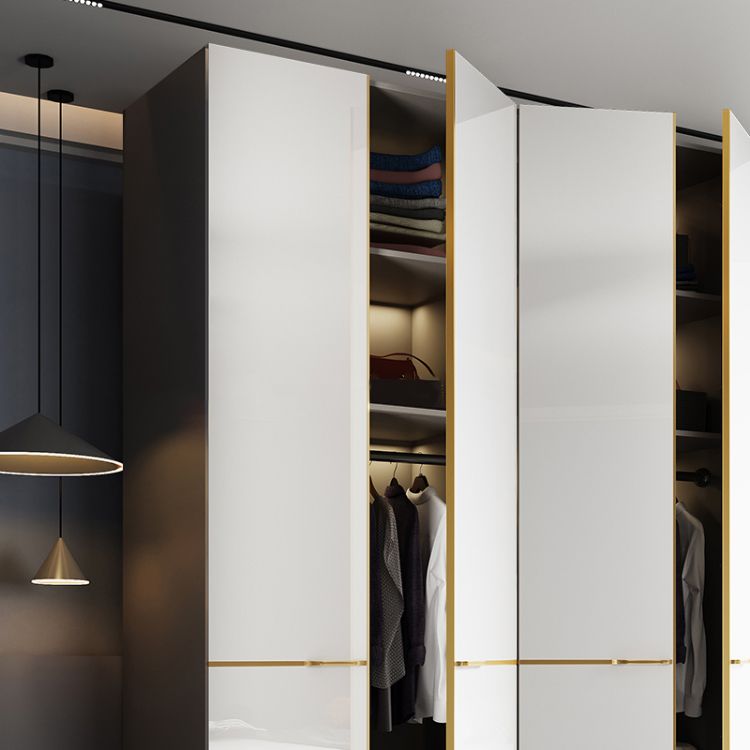 Contemporary Style Wardrobe Gray Colour Wooden Wardrobe Closet With Shelves
