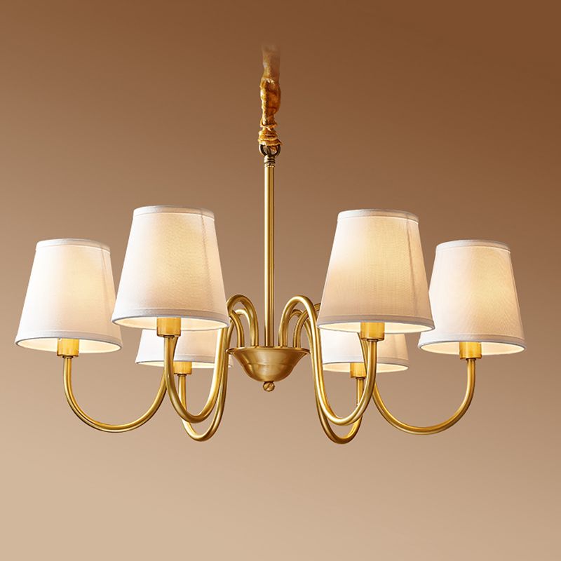 Cone Chandelier Light Fixture Traditional Fabric Shade Pendant Lighting for Restaurant