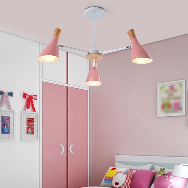 Multi Light Cone Hanging Chandelier Modern Macaron Style Style Metal Hanging Lamping for Restaurant