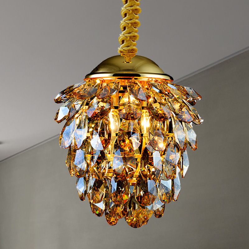 Pinecone Crystal Techo Coste Luz Modern Style 2 Luces Black/Gold Chandelier