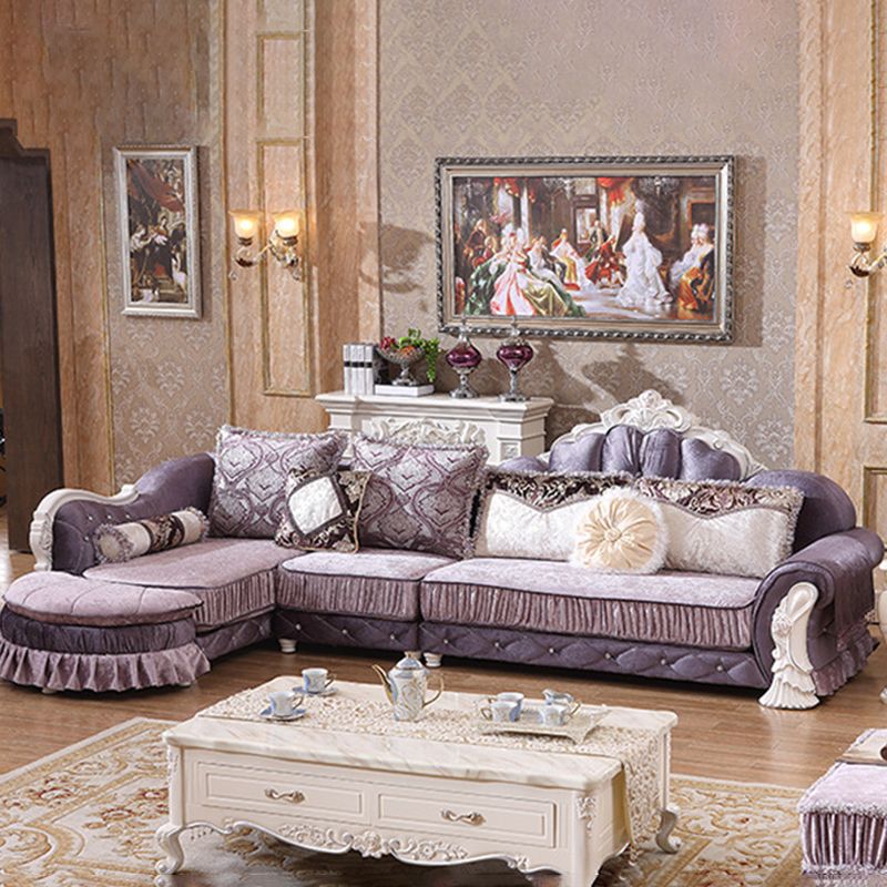 3/4-Seater Velvet Sectional Sofa L-Shape Flared Arm Sofa Sectional