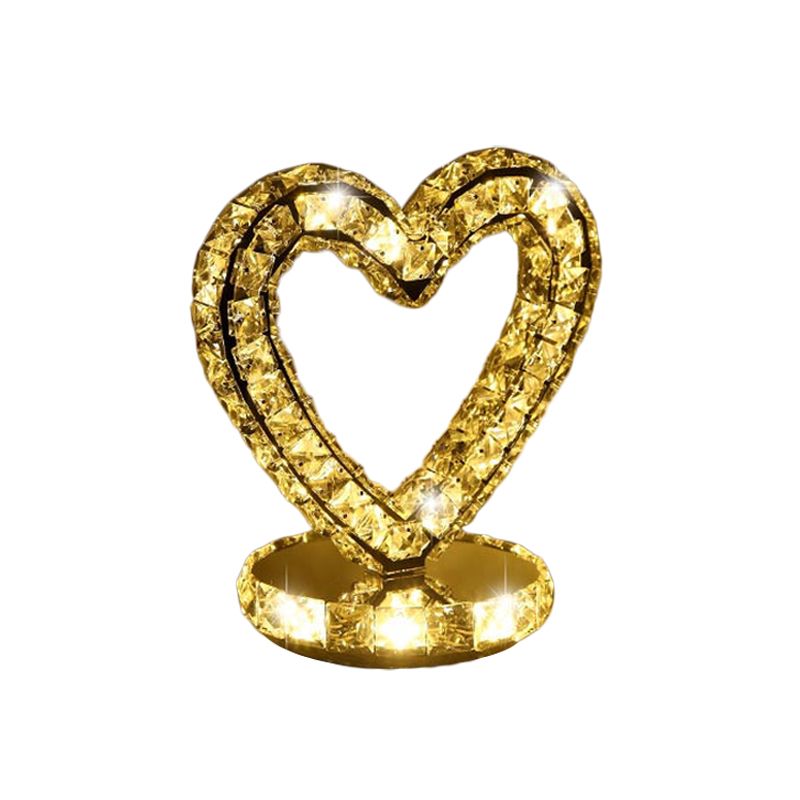 Crystal Encrusted Clear LED LAD LAMPAGGIO NOTTE CRESCENT/CIRCHE/AMORE CUORE Romantico Light tavolo moderno in luce calda/bianca