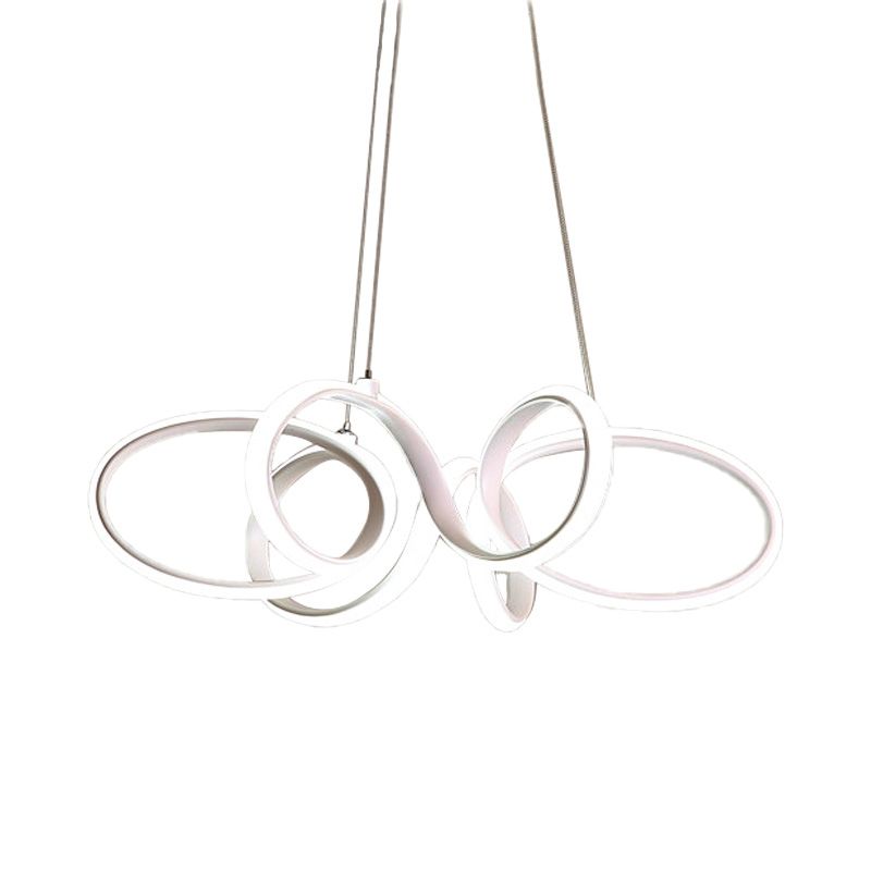 Curva blanca lámpara de lámpara de lámpara modernismo acrílico led colgante liviano en blanco/luz cálida para dormitorio