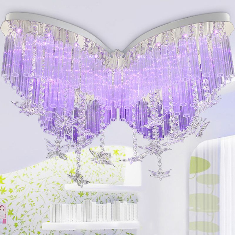 Edelstahl Papilionaceous LED Deckenleuchte im modernen Romantik-Stil Crystal Flush Mount für Schlafzimmer